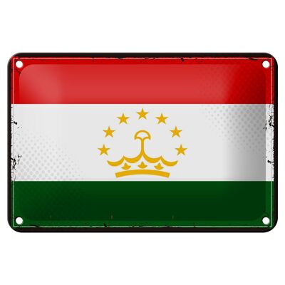 Blechschild Flagge Tadschikistan 18x12cm Retro Tajikistan Dekoration