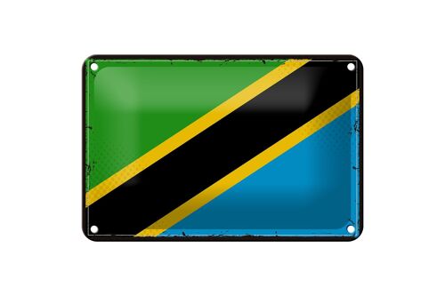 Blechschild Flagge Tansanias 18x12cm Retro Flag of Tanzania Dekoration