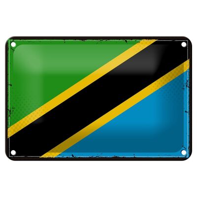 Targa in metallo Bandiera della Tanzania 18x12 cm Decorazione con bandiera retrò della Tanzania