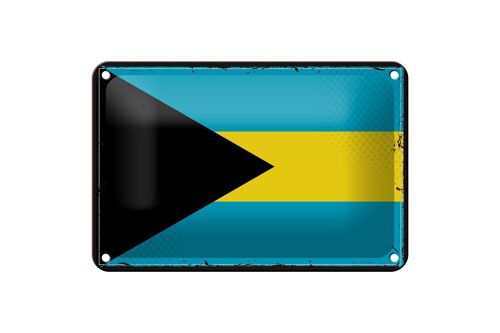 Blechschild Flagge Bahamas 18x12cm Retro Flag of Bahamas Dekoration