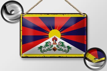 Drapeau du Tibet en étain, 18x12cm, drapeau rétro du Tibet, décoration 2
