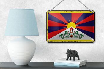 Drapeau du Tibet en étain, 18x12cm, drapeau rétro du Tibet, décoration 4