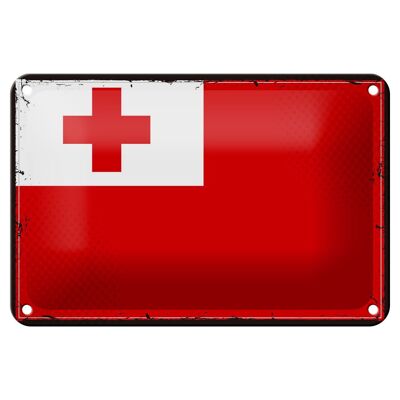 Cartel de chapa con bandera de Tonga, 18x12cm, decoración Retro de la bandera de Tonga