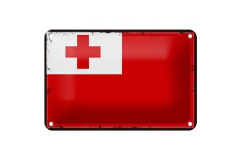 Signe en étain drapeau des Tonga 18x12cm, drapeau rétro des Tonga, décoration 1
