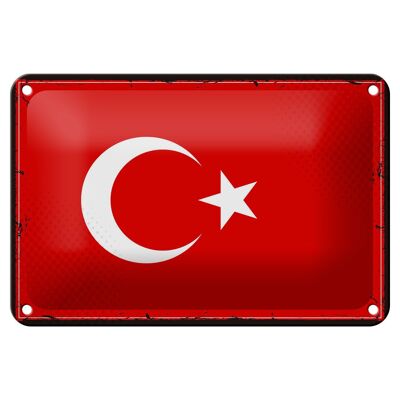 Targa in metallo Bandiera Türkiye 18x12 cm Decorazione con bandiera retrò della Turchia