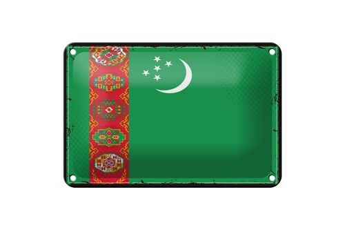Blechschild Flagge Turkmenistans 18x12cm Retro Turkmenistan Dekoration
