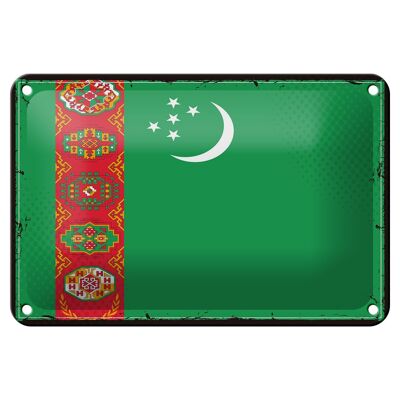 Blechschild Flagge Turkmenistans 18x12cm Retro Turkmenistan Dekoration