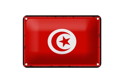 Blechschild Flagge Tunesiens 18x12cm Retro Flag of Tunisia Dekoration