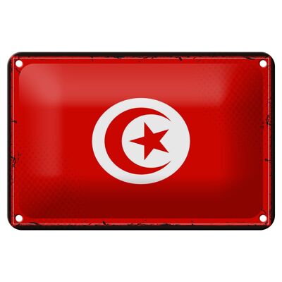 Targa in metallo Bandiera della Tunisia 18x12 cm Decorazione con bandiera retrò della Tunisia
