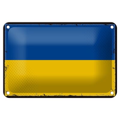 Targa in metallo Bandiera Ucraina 18x12 cm Decorazione con bandiera retrò dell'Ucraina