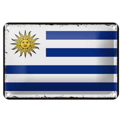 Signe en étain drapeau de l'uruguay, 18x12cm, drapeau rétro de la décoration de l'uruguay