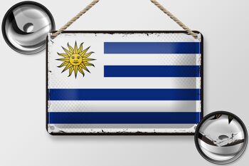 Signe en étain drapeau de l'uruguay, 18x12cm, drapeau rétro de la décoration de l'uruguay 2