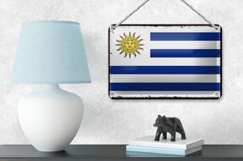 Signe en étain drapeau de l'uruguay, 18x12cm, drapeau rétro de la décoration de l'uruguay 4