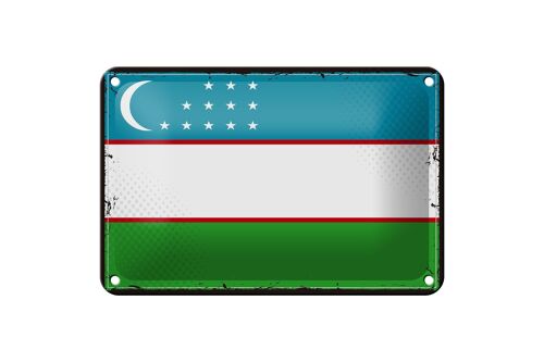 Blechschild Flagge Usbekistans 18x12cm Retro Uzbekistan Dekoration