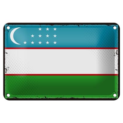 Blechschild Flagge Usbekistans 18x12cm Retro Uzbekistan Dekoration