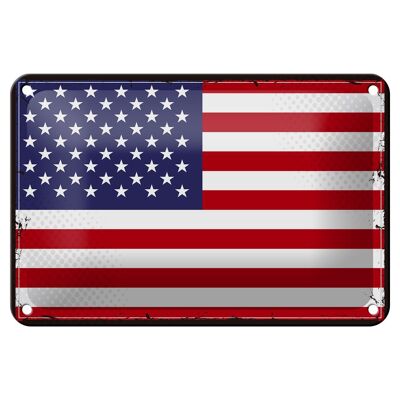 Cartel de chapa con bandera de Estados Unidos, decoración Retro de Estados Unidos, 18x12cm