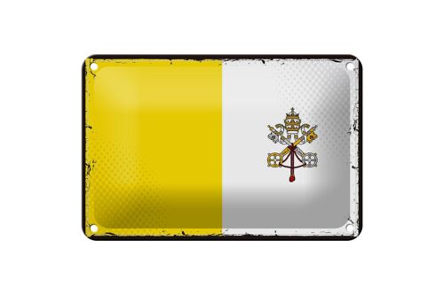 Blechschild Flagge Vatikanstadt 18x12cm Retro Vatican City Dekoration