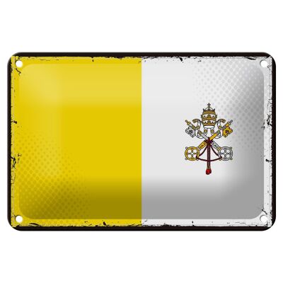 Targa in metallo Bandiera Città del Vaticano 18x12 cm Decorazione retrò della Città del Vaticano