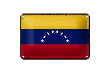 Signe en étain drapeau du Venezuela 18x12cm, drapeau rétro, décoration du Venezuela 1