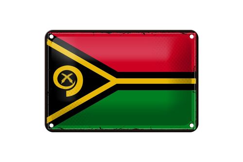 Blechschild Flagge Vanuatus 18x12cm Retro Flag of Vanuatu Dekoration