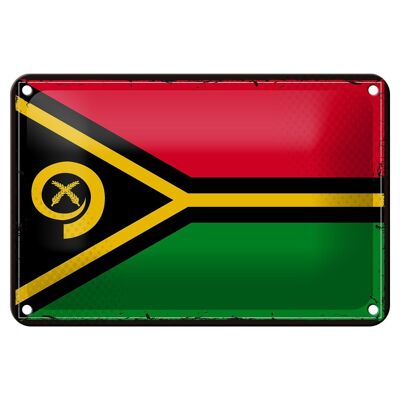 Targa in metallo Bandiera di Vanuatu 18x12 cm Decorazione con bandiera retrò di Vanuatu