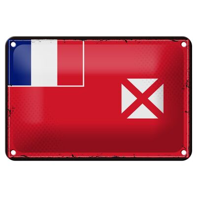 Cartel de chapa con bandera de Wallis y Futuna, decoración Retro de Wallis, 18x12cm