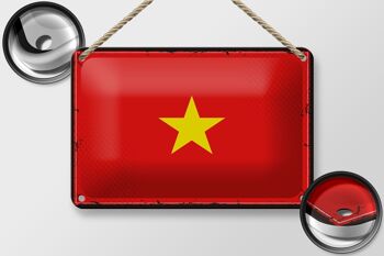 Signe en étain drapeau du Vietnam 18x12cm, drapeau rétro du Vietnam, décoration 2