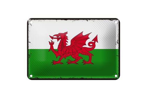 Blechschild Flagge Wales 18x12cm Retro Flag of Wales Dekoration