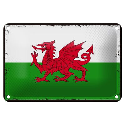 Blechschild Flagge Wales 18x12cm Retro Flag of Wales Dekoration