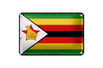 Signe en étain drapeau du Zimbabwe 18x12cm, drapeau rétro du Zimbabwe, décoration 1