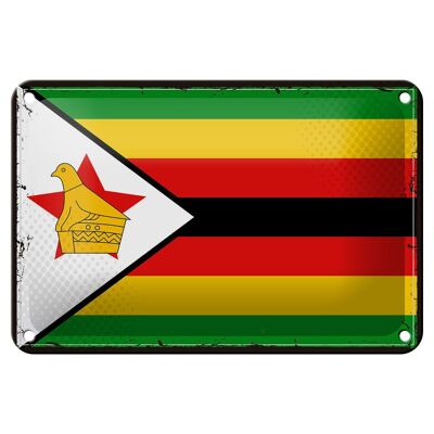 Blechschild Flagge Simbabwes 18x12cm Retro Flag of Zimbabwe Dekoration