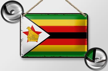 Signe en étain drapeau du Zimbabwe 18x12cm, drapeau rétro du Zimbabwe, décoration 2