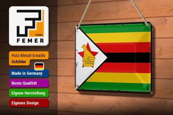 Signe en étain drapeau du Zimbabwe 18x12cm, drapeau rétro du Zimbabwe, décoration 3