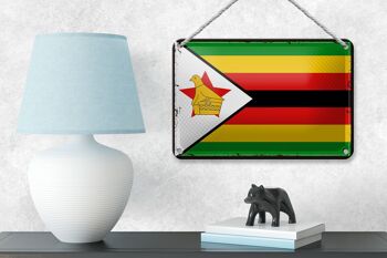 Signe en étain drapeau du Zimbabwe 18x12cm, drapeau rétro du Zimbabwe, décoration 4