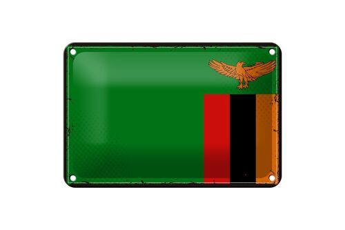 Blechschild Flagge Sambias 18x12cm Retro Flag of Zambia Dekoration