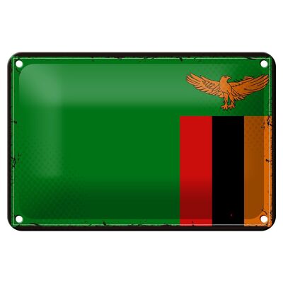 Cartel de chapa con bandera de Zambia, 18x12cm, decoración Retro de la bandera de Zambia