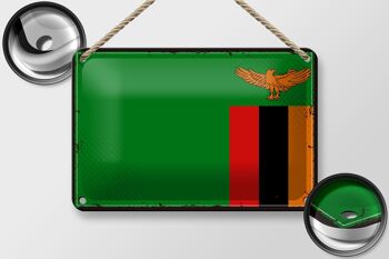Drapeau en étain de la Zambie, 18x12cm, décoration rétro, drapeau de la Zambie 2