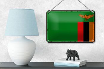 Drapeau en étain de la Zambie, 18x12cm, décoration rétro, drapeau de la Zambie 4