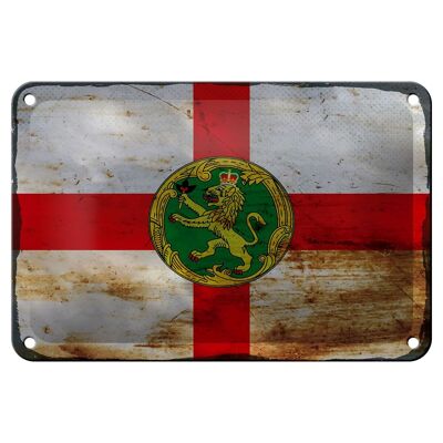 Cartel de chapa con bandera de Alderney, 18x12cm, decoración de óxido de Alderney