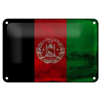 Targa in metallo bandiera Afghanistan 18x12 cm Decorazione ruggine Afghanistan