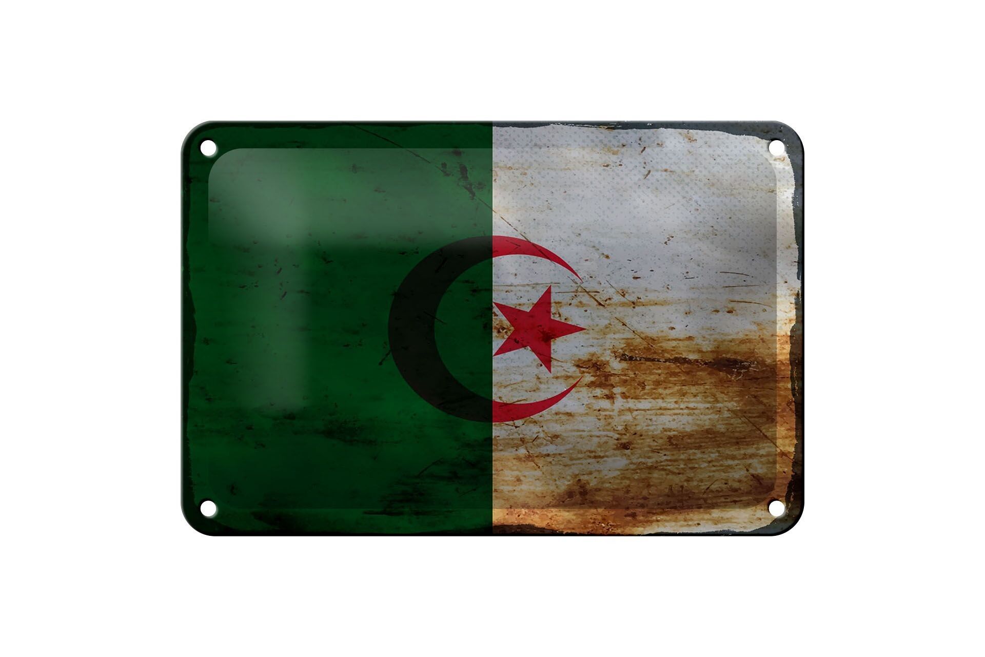 Targa in metallo Bandiera Algeria 18x12 cm Bandiera Algeria Decorazione ruggine
