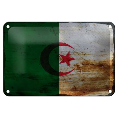 Cartel de chapa con bandera de Argelia, 18x12cm, decoración de óxido de Argelia
