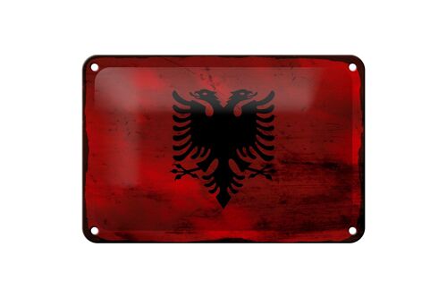 Blechschild Flagge Albanien 18x12cm Flag Albania Rost Dekoration