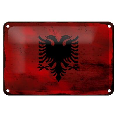 Targa in metallo Bandiera Albania 18x12 cm Bandiera Albania Decorazione ruggine