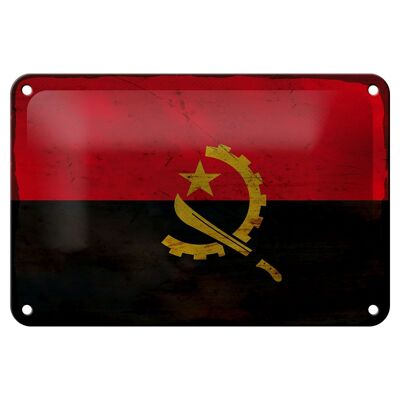 Drapeau en étain de l'Angola, 18x12cm, décoration rouille