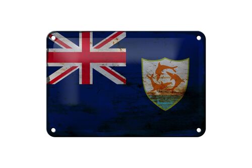 Blechschild Flagge Anguilla 18x12cm Flag of Anguilla Rost Dekoration