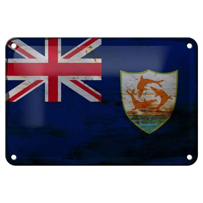 Blechschild Flagge Anguilla 18x12cm Flag of Anguilla Rost Dekoration