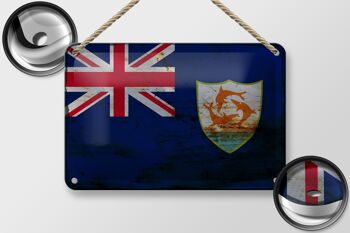 Drapeau en étain Anguilla 18x12cm, drapeau d'anguilla, décoration rouille 2