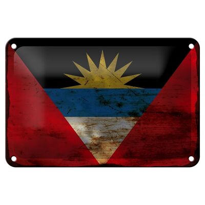 Cartel de chapa con bandera de Antigua y Barbuda, 18x12cm, decoración de óxido