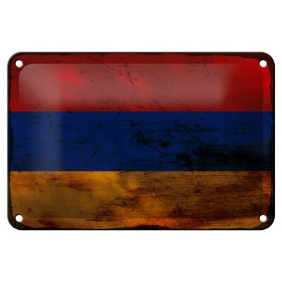 Targa in metallo Bandiera Armenia 18x12 cm Bandiera dell'Armenia Decorazione ruggine